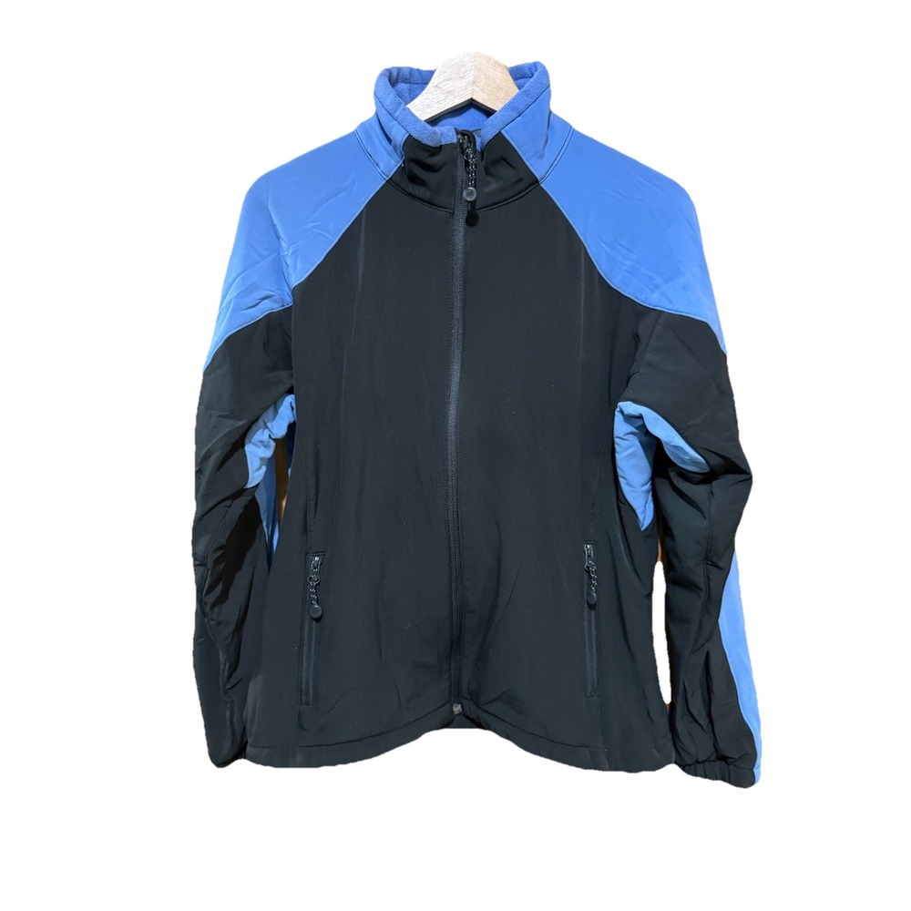 Black Diamond Softshell Jacket Size Medium Mens Full Zip Fleece Lined Black Blue